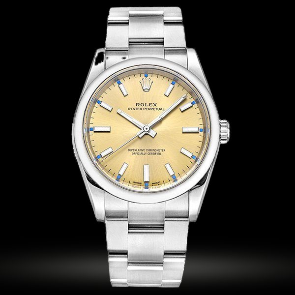 Replica Rolex Oyster Perpetual 34mm Champagne Dial 2016 114200
