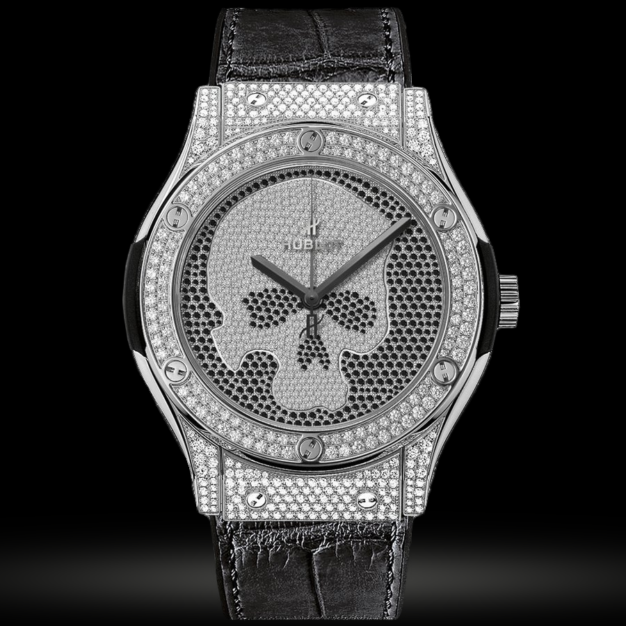 Replica Hublot Classic Fusion Skull 45mm 511.NX.9000.LR.1704.SKULL Titan Full Pave Uhr