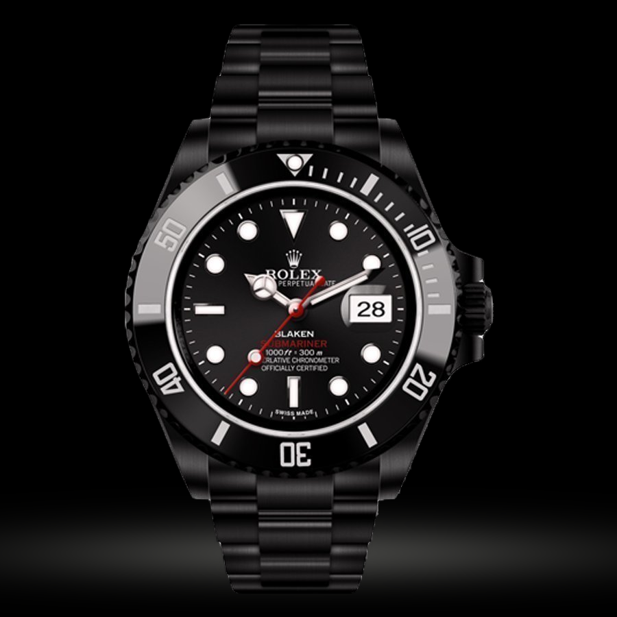 Replica Rolex Single Rot Submariner Date LN (Schwarz, DLC) 116610LN