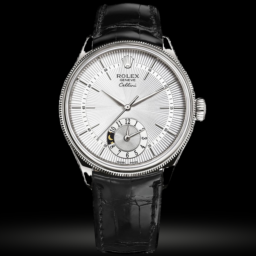Replica Rolex Cellini Dual Time Weißgold 50529 Silberfarbenes Zifferblatt