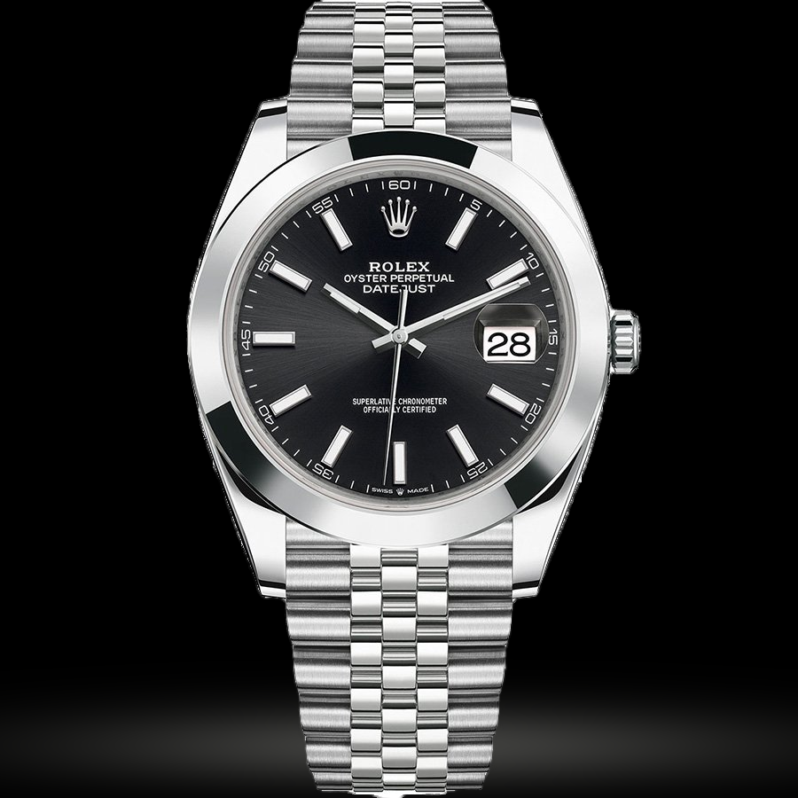 Replica Rolex Datejust 41 Stahl Smooth Bezel Jubilee 126300 Schwarz