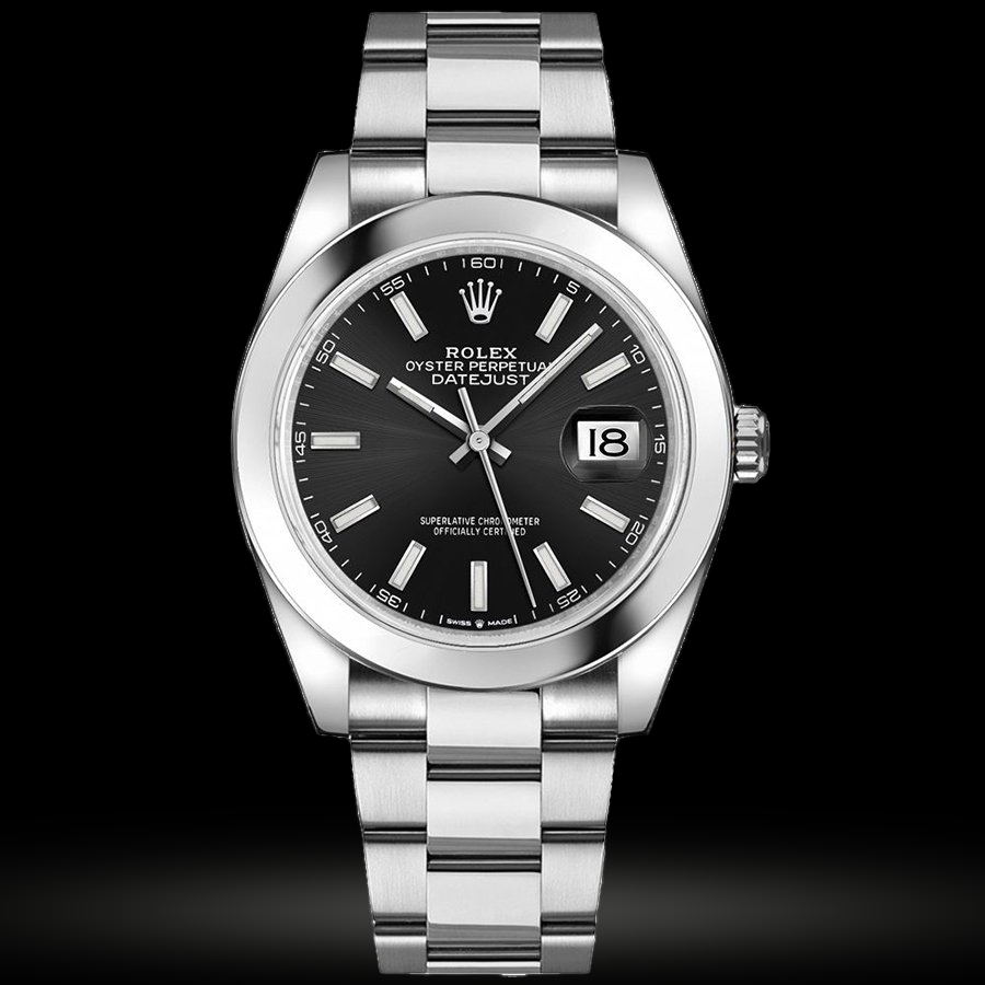 Replica Rolex Datejust 41 Stahl Smooth Bezel Oyster 126300 Schwarz