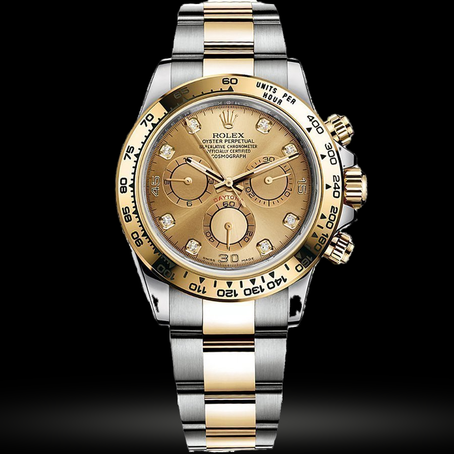 Replica Daytona Stahl und Gelbgold 116503 Champagne set mit Diamanten