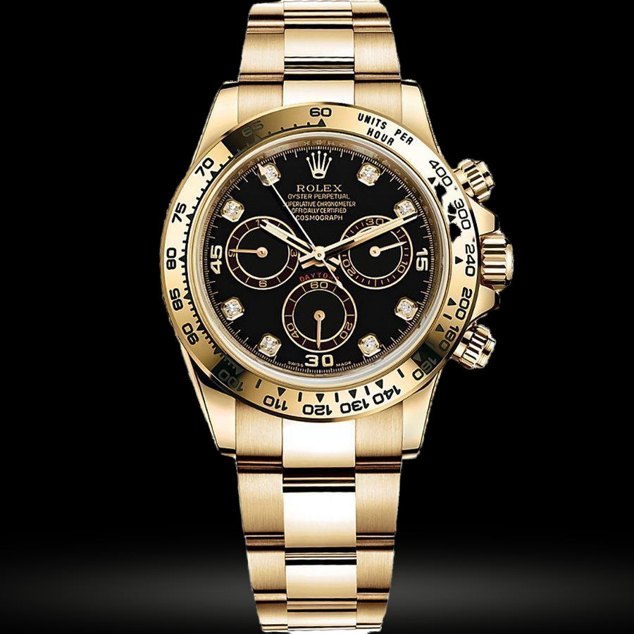 Replica Rolex Daytona Gelbgold 116508 Schwarz set mit Diamanten