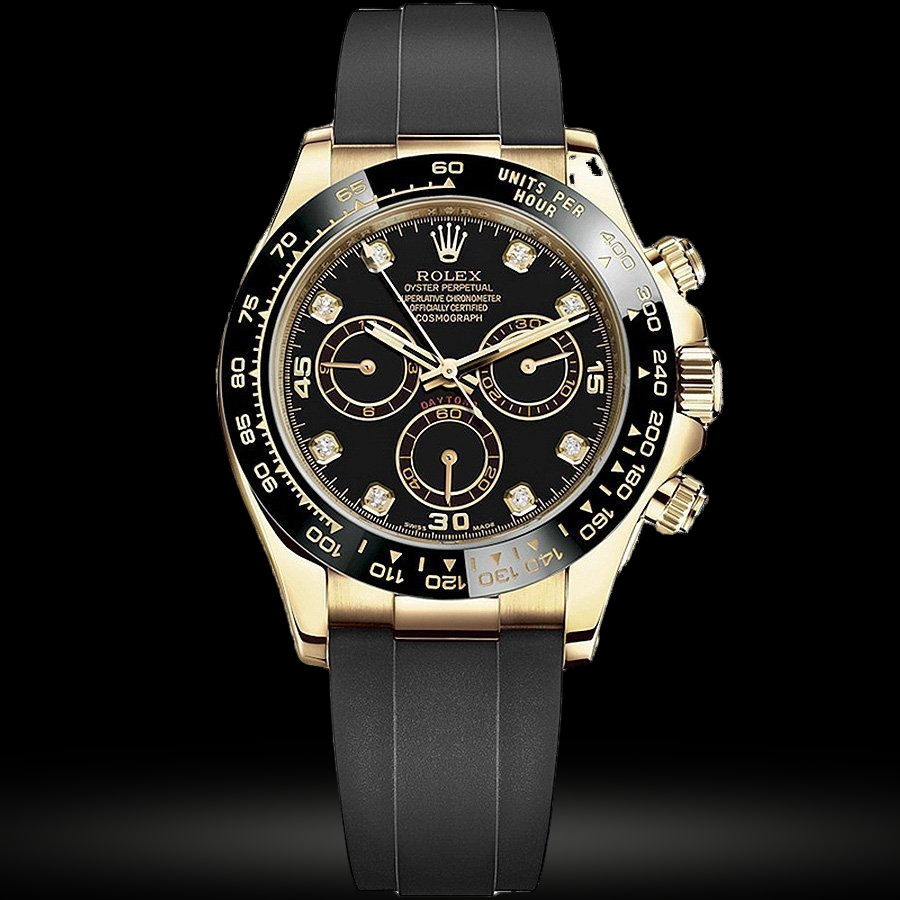 Replica Rolex Cosmograph Daytona Gelbgold Schwarz Cerachrom 116518LN Schwarz set mit Diamanten