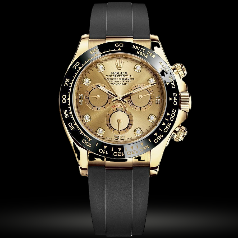 Replica Rolex Cosmograph Daytona Gelbgold Schwarz Cerachrom 116518LN Champagnerfarben set mit Diamanten
