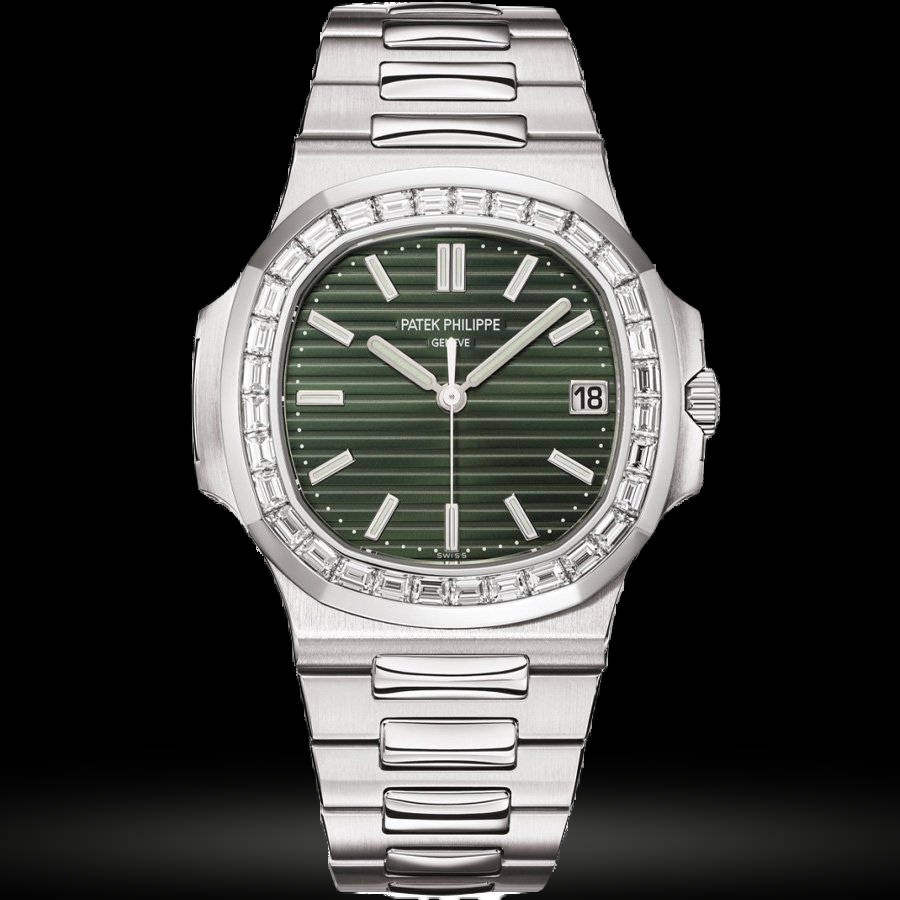 Replica Patek Philippe Nautilus 5711/1300A-001 Olive Grünes Zifferblatt und Diamanten