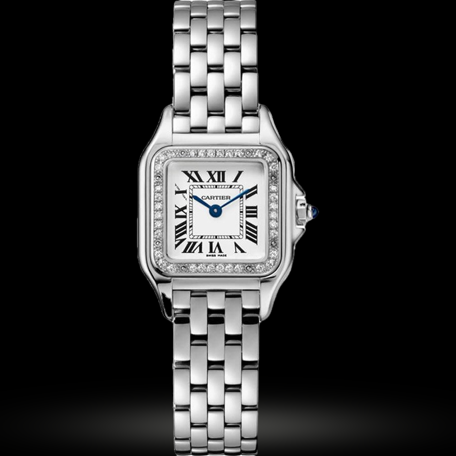 Replica Cartier Panthere de Cartier Kleines Modell, Stahl, Diamanten W4PN0007