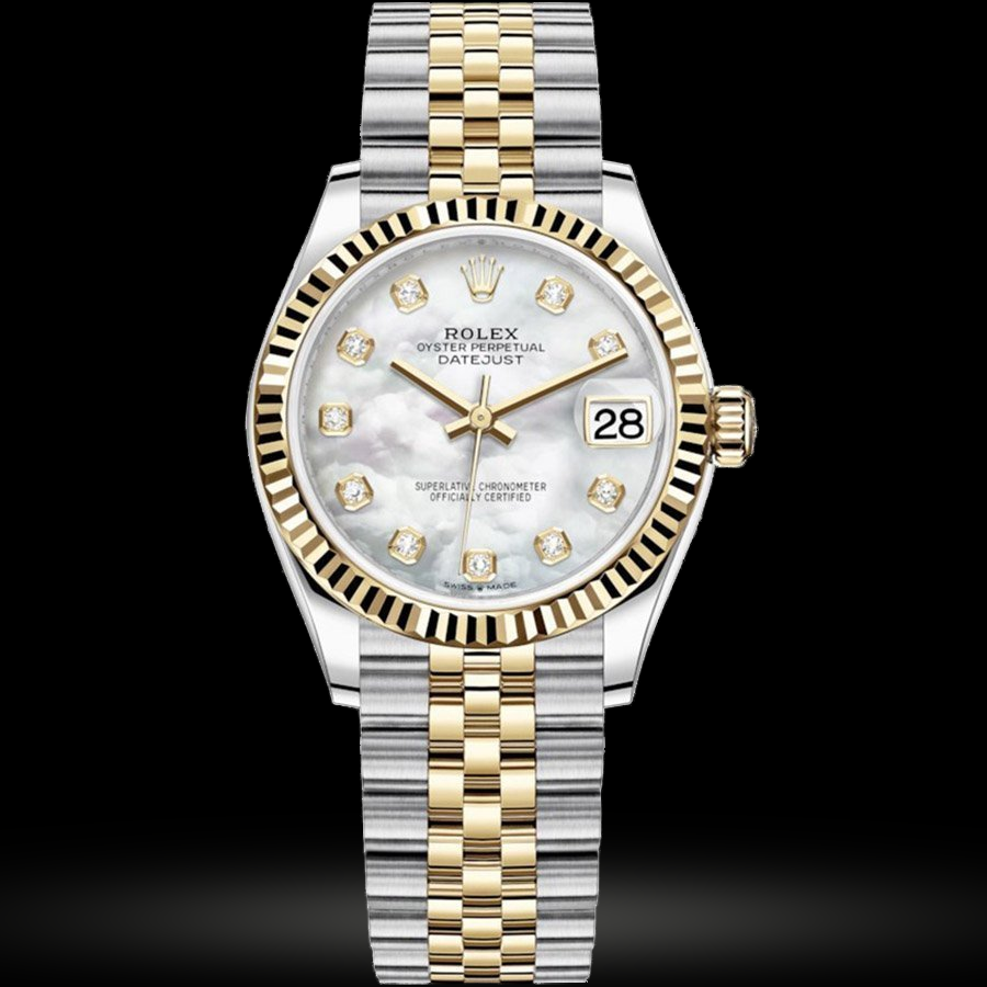 Replica Rolex Datejust 31 Gelbgold-Rolesor Geriffelte Lünette, Jubilee 278273-0028