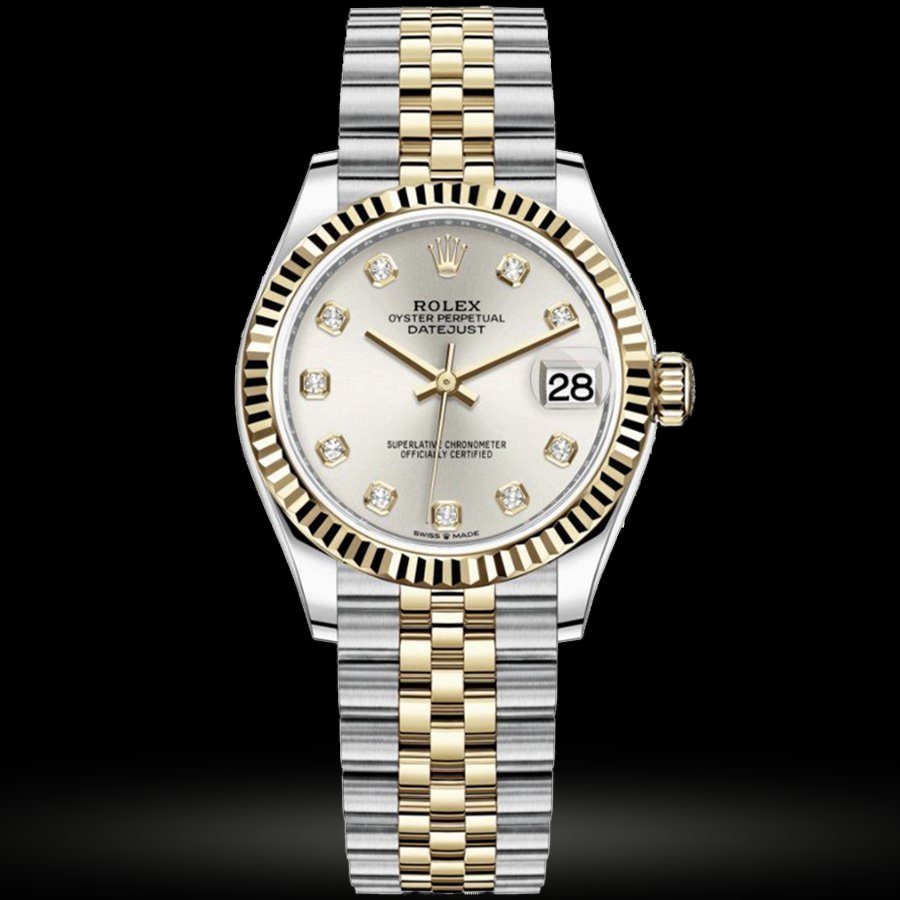 Replica Rolex Datejust 31 Gelbgold-Rolesor Geriffelte Lünette, Jubilee