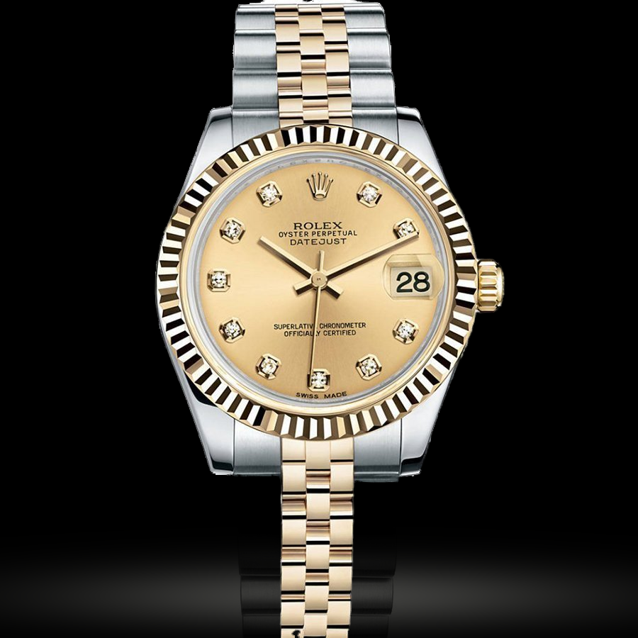 Replica Rolex Datejust 31 Datejust - Stahl und Gelbgold - Geriffelte Lünette Bezel - Jubilee M178273-0002