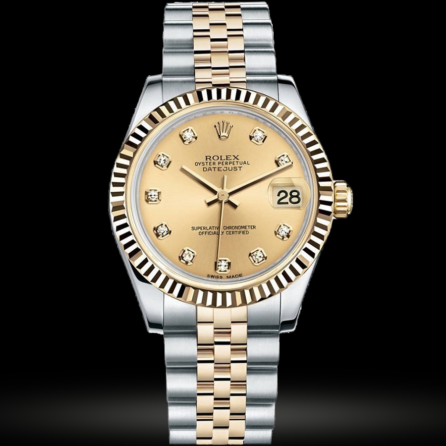 Replica Rolex Datejust 31 Datejust - Stahl und Gelbgold - Geriffelte Lünette Bezel - Jubilee M178273-0002