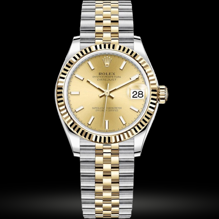 Replica Rolex Datejust 31 Gelbgold-Rolesor Geriffelte Lünette, Jubilee 278273-0014