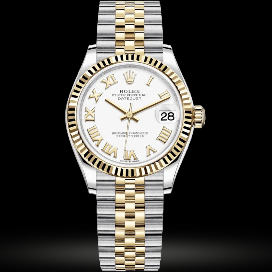 Replica Rolex Datejust 31 Gelbgold-Rolesor Geriffelte Lünette, Jubilee 278273-0002