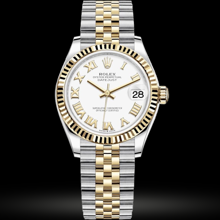 Replica Rolex Datejust 31 Gelbgold-Rolesor Geriffelte Lünette, Jubilee 278273-0002