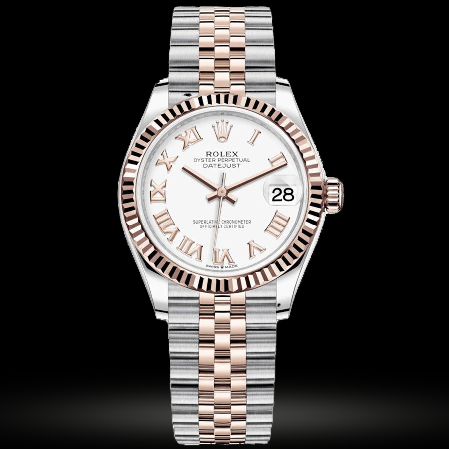 Replica Rolex Datejust 31 Everose Rolesor Geriffelte Lünette, Jubilee 278271-0002