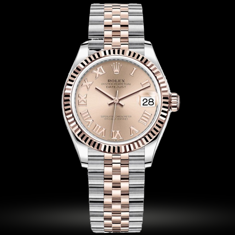 Replica Rolex Datejust 31 Everose Rolesor Geriffelte Lünette, Jubilee 278271-0006