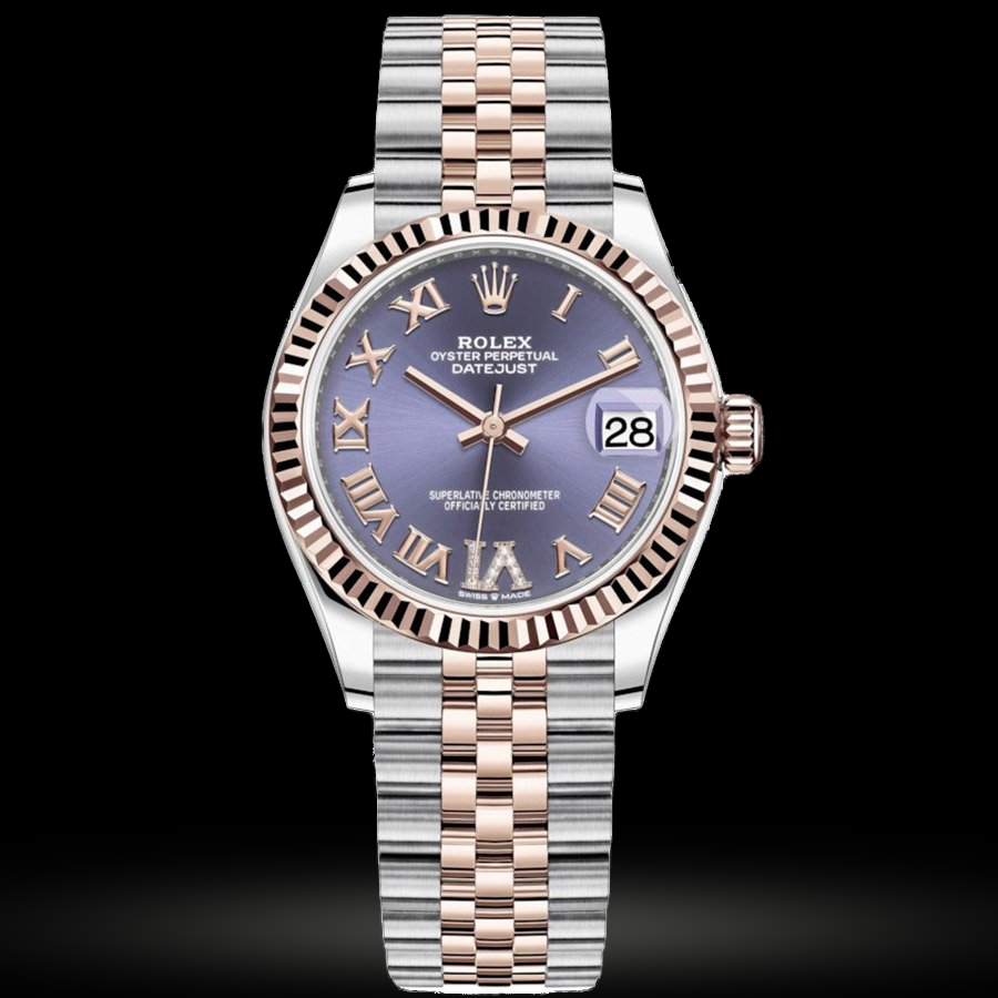 Replica Rolex Datejust 31 Everose Rolesor Geriffelte Lünette, Jubilee 278271-0020