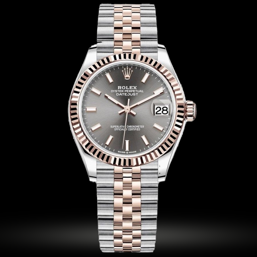 Replica Rolex Datejust 31 Everose Rolesor Geriffelte Lünette, Jubilee 278271-0018