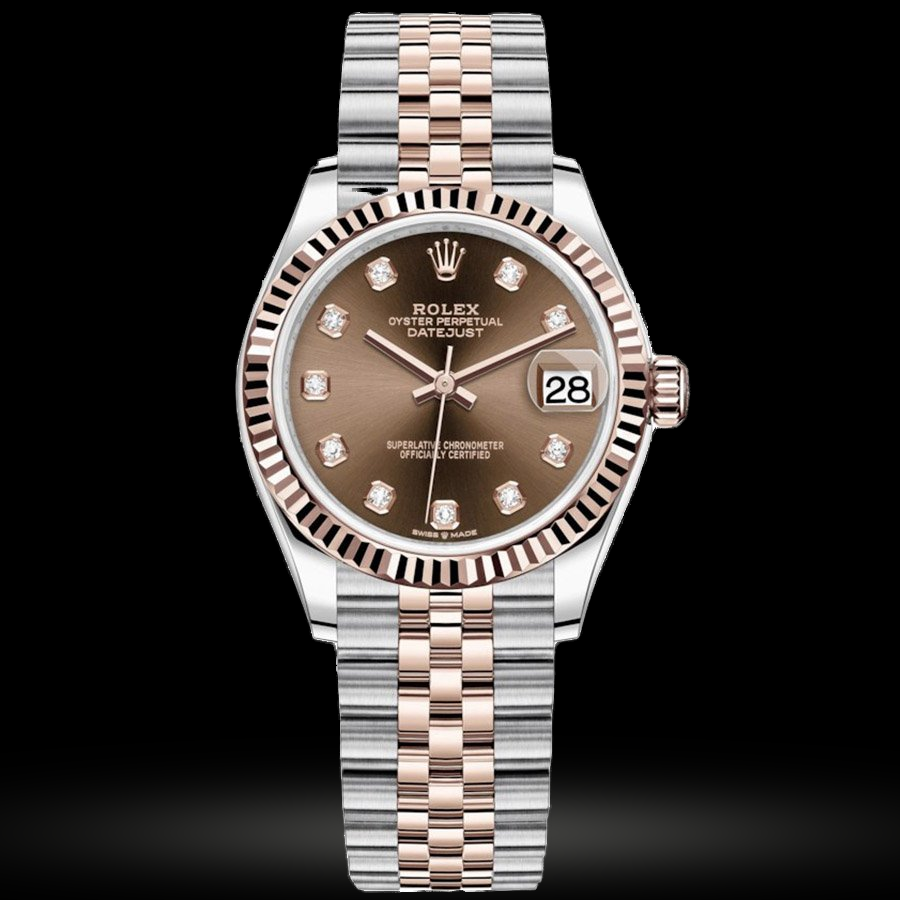 Replica Rolex Datejust 31 Everose Rolesor Geriffelte Lünette, Jubilee 278271-0028