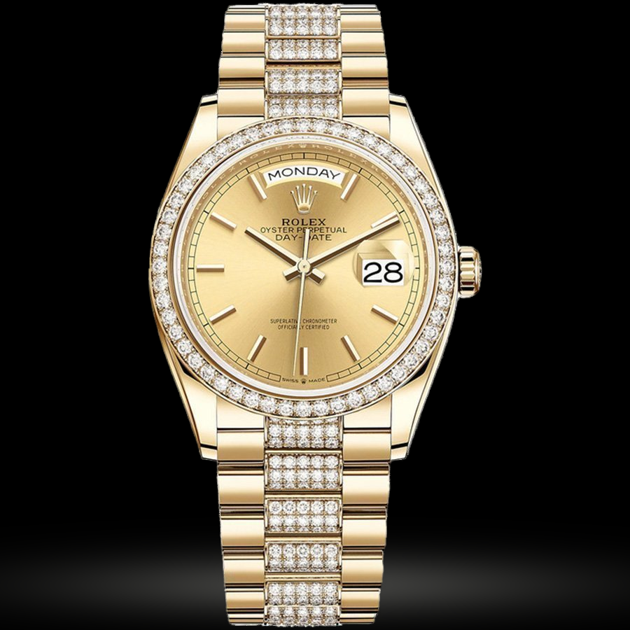 Replica Rolex Day-Date 36 Gelbgold Bezel set mit Diamant President Bracelet 128348rbr-0027 Replica Rolex Day-Date 36 Gelbgold Bezel set mit Diamant President Bracelet 128348rbr-0027