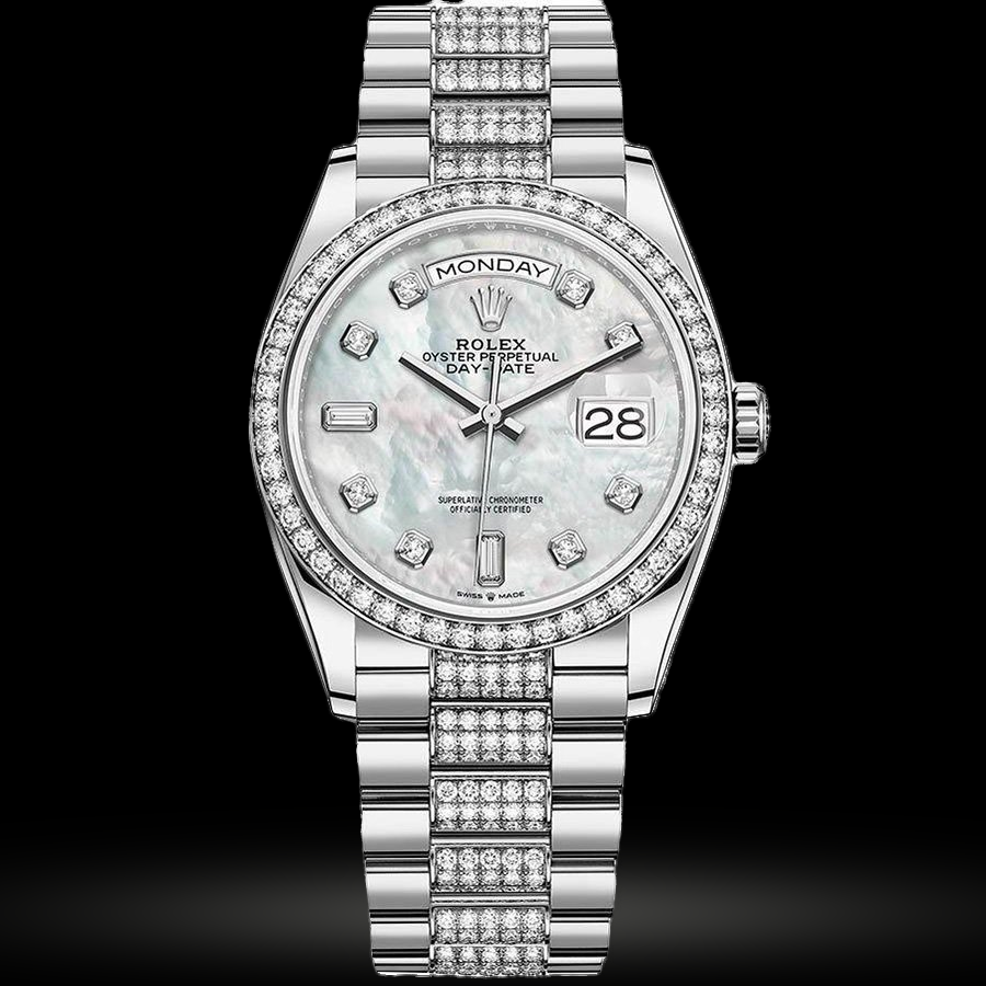 Replica Rolex Day-Date 36 Weißgold Bezel set mit Diamant President Bracelet 128349rbr-0014 Replica Rolex Day-Date 36 Weißgold Bezel set mit Diamant President Bracelet 128349rbr-0014