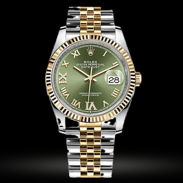 Replica Rolex Datejust 36 Olive Grün set mit Diamanten Jubilee 126233