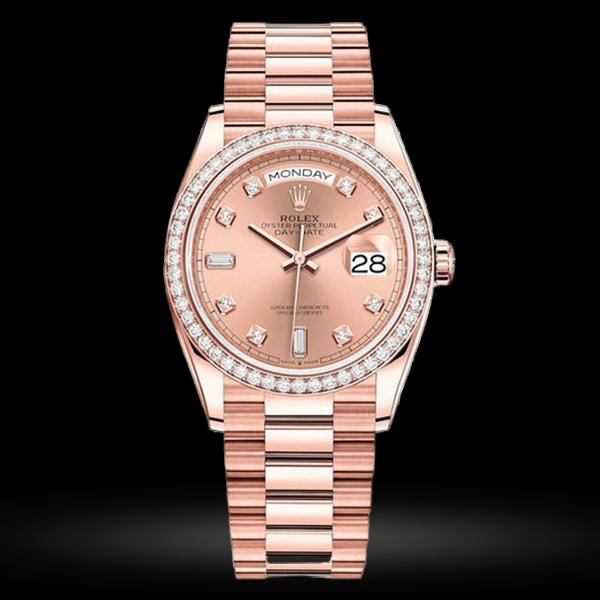 Replica Rolex Day Date Damen Rose colour set mit Diamanten 128345RBR Replica Rolex Day Date Damen Rose colour set mit Diamanten 128345RBR