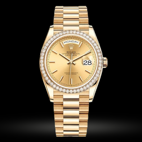 Replica Rolex Day Date Damen Champagnerfarben 128348RBR