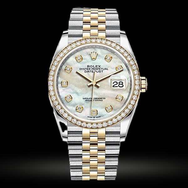Replica Rolex Datejust 36 Weiß mother-of-pearl set mit Diamanten 126283RBR