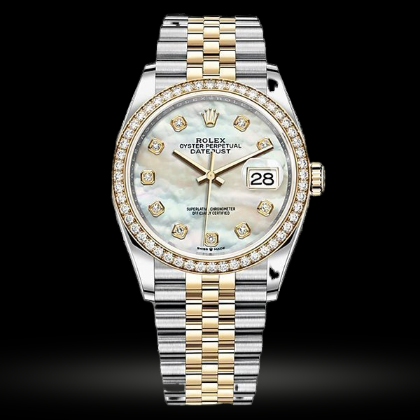 Replica Rolex Datejust 36 Weiß mother-of-pearl set mit Diamanten 126283RBR