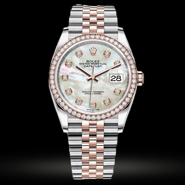 Replica Rolex Datejust 36 Weiß mother-of-pearl set mit Diamanten 126281RBR