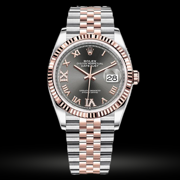 Replica Rolex Datejust 36 Dark rhodium set mit Diamanten 126231
