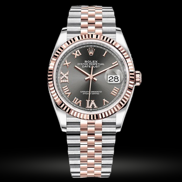 Replica Rolex Datejust 36 Dark rhodium set mit Diamanten 126231