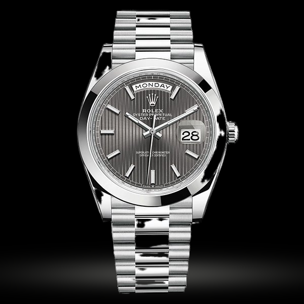 Replica Rolex Day-Date II Dark rhodium stripe motif 228206 Replica Rolex Day-Date II Dark rhodium stripe motif 228206
