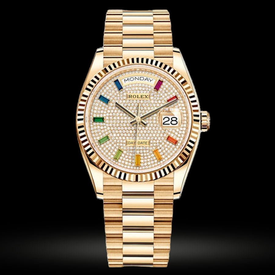 Replica Rolex Day-Date Damen Diamant-paved 10 baguette rainbow sapphires 128238 Replica Rolex Day-Date Damen Diamant-paved 10 baguette rainbow sapphires 128238