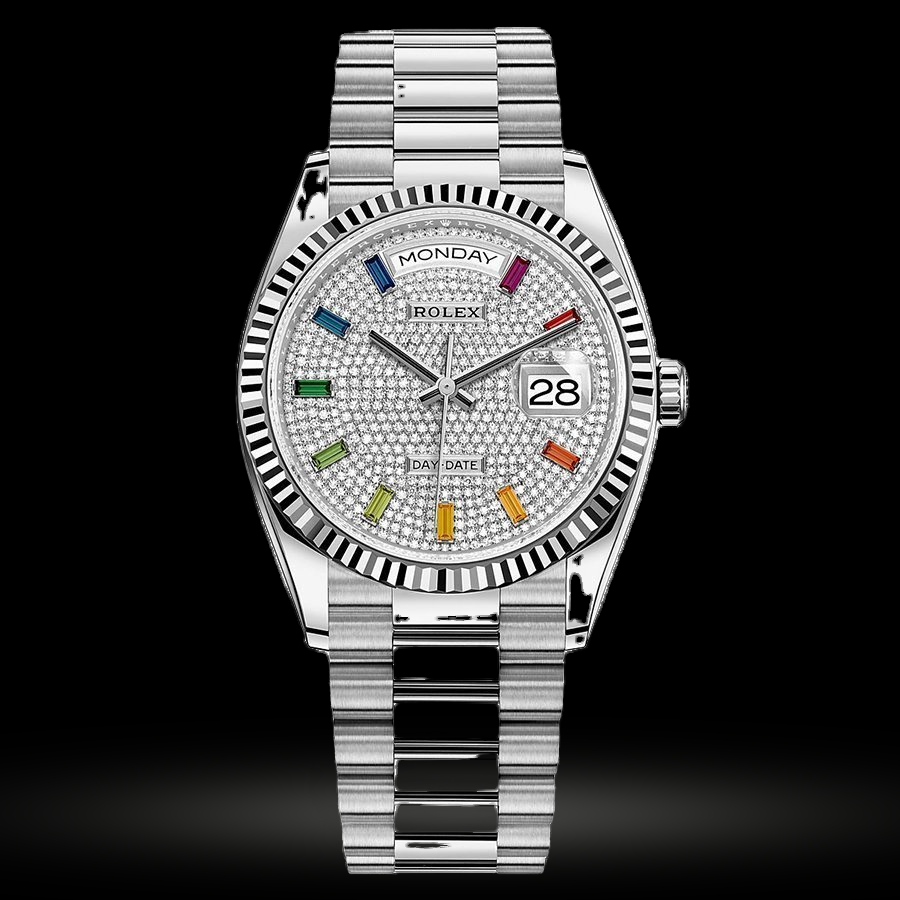 Replica Rolex Day-Date Damen Diamant-paved rainbow sapphires 128239 Replica Rolex Day-Date Damen Diamant-paved rainbow sapphires 128239