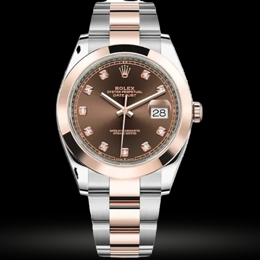 Replica Rolex Datejust 41 126301 Chocolate set mit Diamanten Oyster-Armband