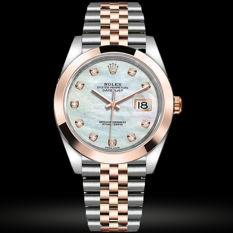 Replica Rolex Datejust 41 126301 Weiß mother-of-pearl set mit Diamanten