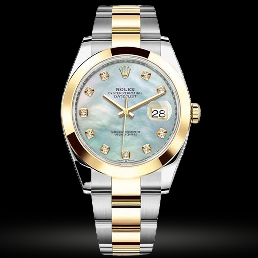Replica Rolex Datejust 41 126303 Weiß mother-of-pearl set mit Diamanten