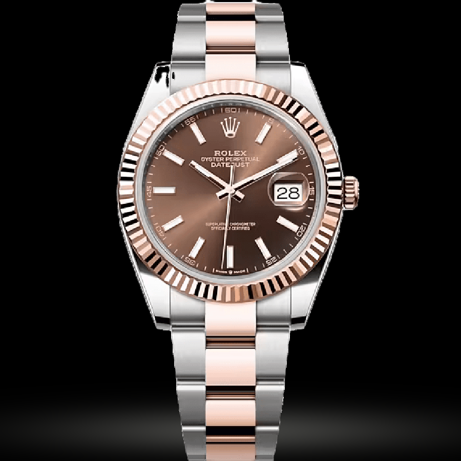 Replica Rolex Datejust 41 126331 Chocolate Oyster-Armband USED