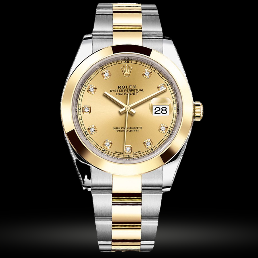 Replica Rolex Datejust 41 26303 Champagne set mit Diamanten Oyster-Armband