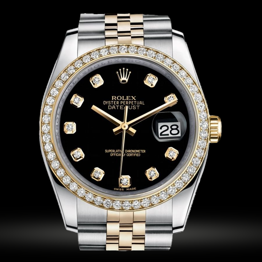 Replica Rolex Datejust Lady Stahl Gelbgold 36mm 116243-Schwarz-Dial-Diamant-Jubilee 21655