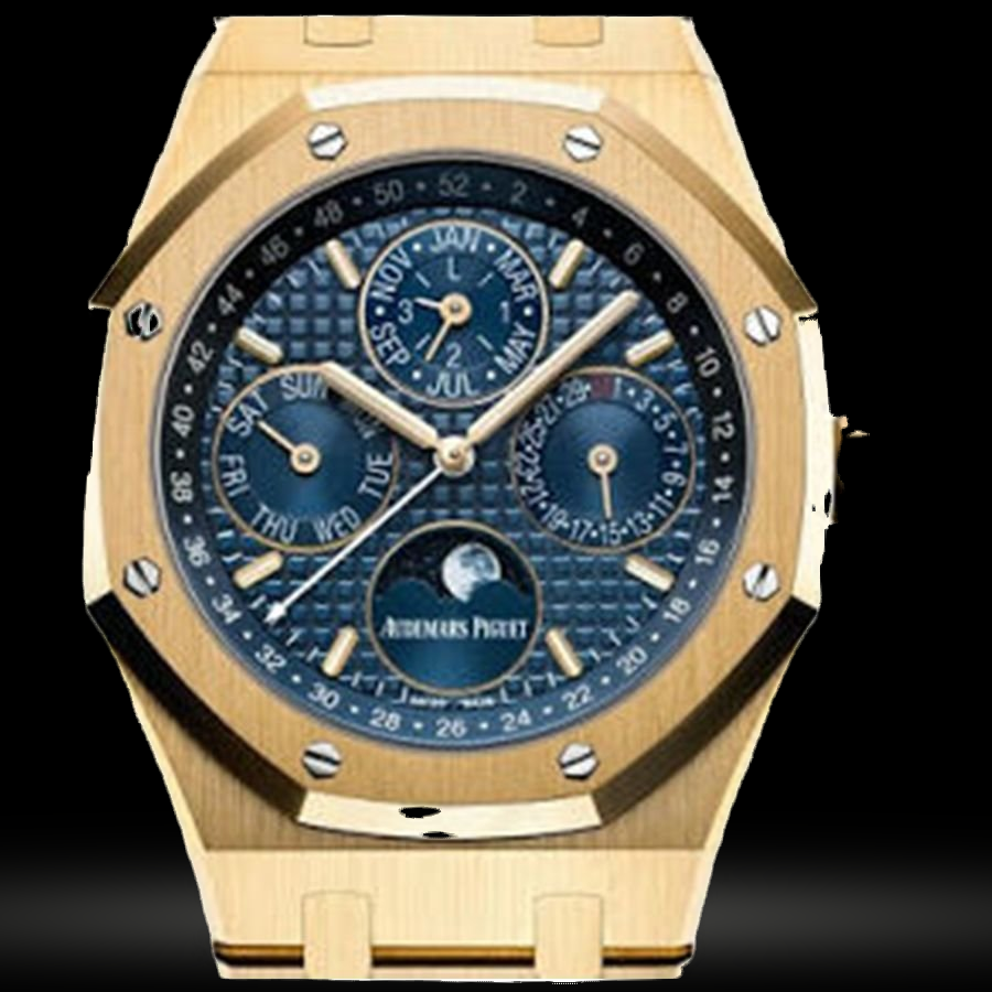 Replica Audemars Piguet Royal Oak Ewiger Kalender Blau Gold 41mm 26574BA.OO.1220BA.01 28554