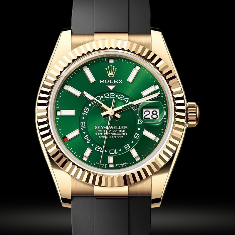 Replica Rolex Sky-Dweller Gelbgold Oysterflex bracelet 336238-0004
