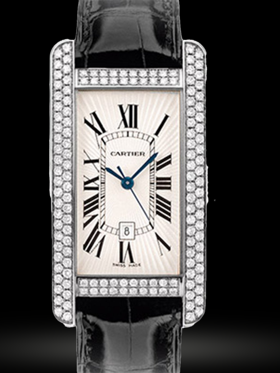 Replica Cartier Tank Americaine Mittleres Modell Weißgold Diamanten WB710002