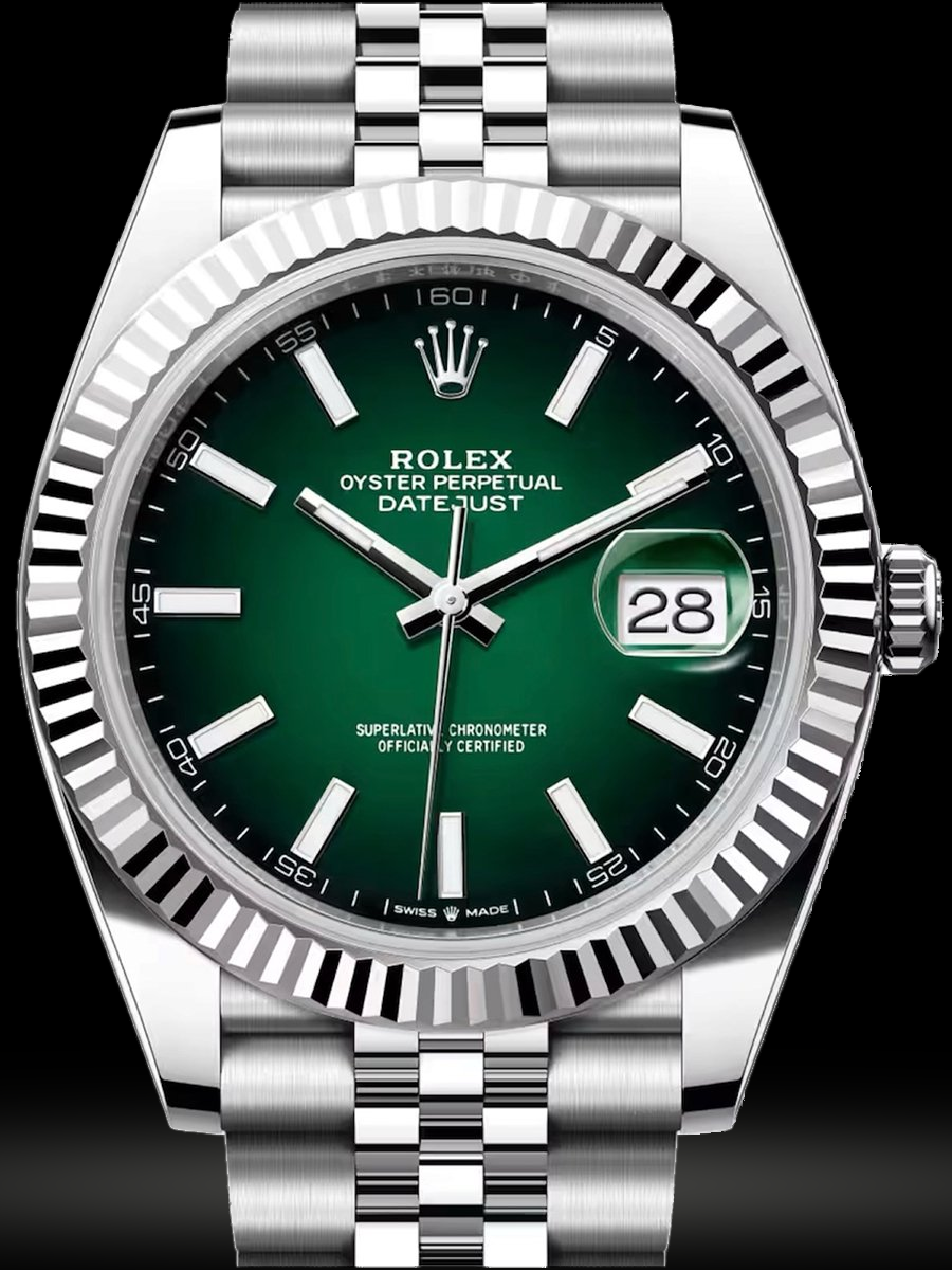 Replica Rolex Datejust 41 Weißes Rolesor Jubilee-Armband 126334-0034 Grüner Farbverlauf Replica Rolex Datejust 41 Weißes Rolesor Jubilee-Armband 126334-0034 Grüner Farbverlauf